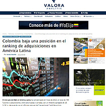 Colombia baja una posicin en el ranking de adquisiciones en Amrica Latina